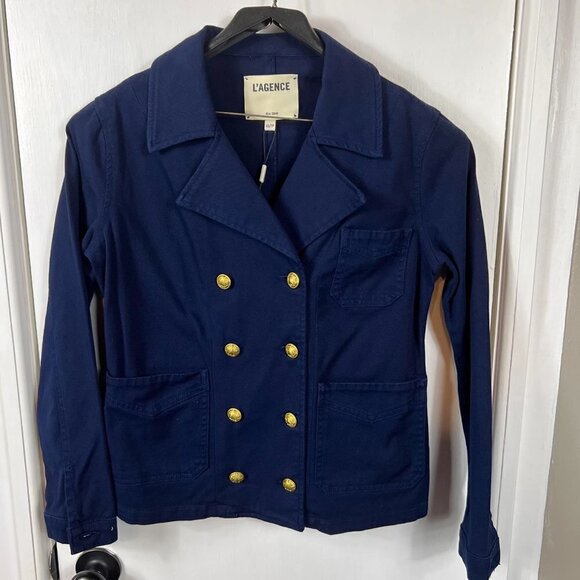 L'AGENCE Allison double-breasted cotton-blend gabardine jacket - Picture 4 of 12